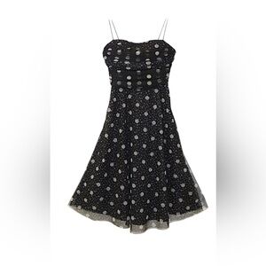 Polka Dot Black & White Tulle Evening Party Dress Size 8 EUC